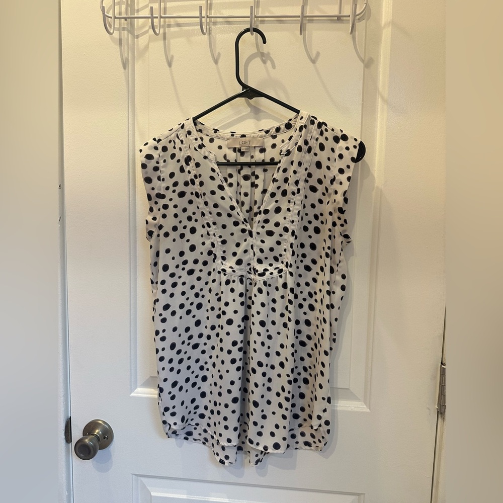 LOFT Black and White Polka Dot Blouse